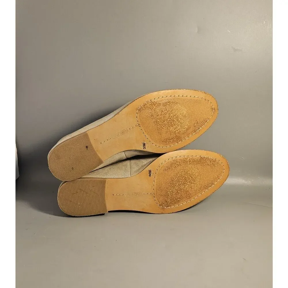 Vince Camuto “Jendeyaz” Shimmering Gold Leather Women's Loafers 10B Comfort